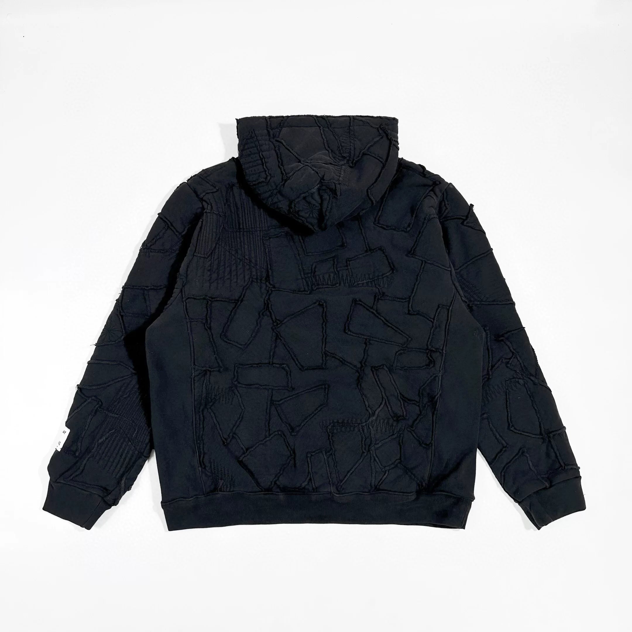 GALLERY DEPT. COLLAGE HOODIE Black Collage Patch Splicing Damaged Hoodie Sweatshirt