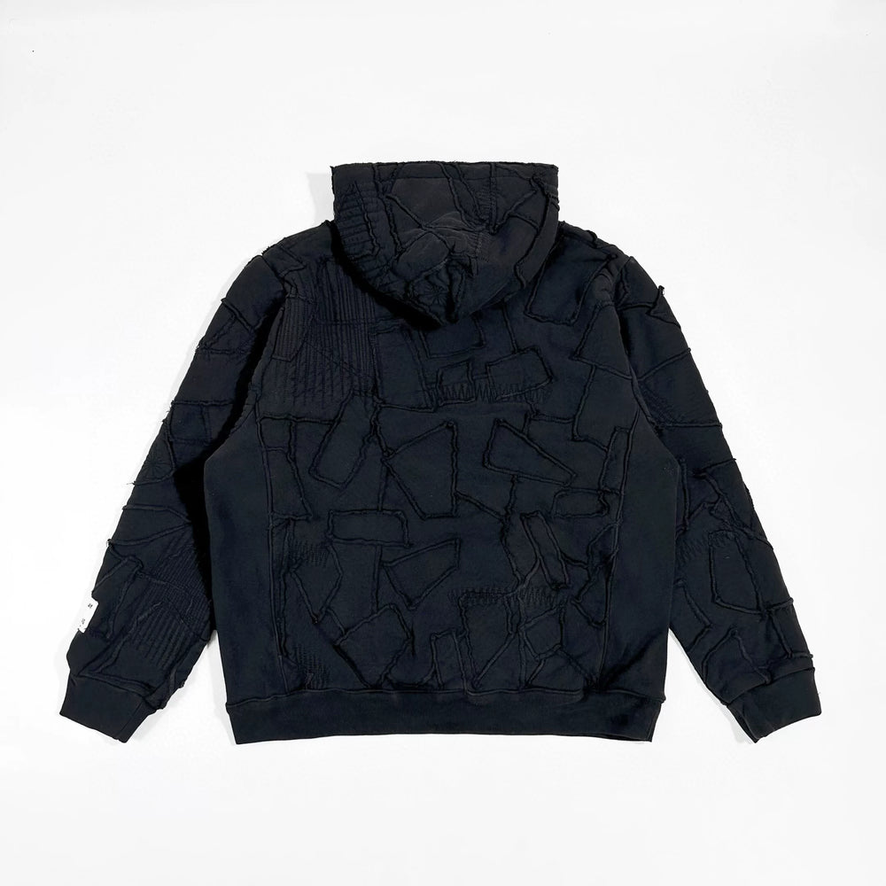 GALLERY DEPT. COLLAGE HOODIE Black Collage Patch Splicing Damaged Hoodie Sweatshirt