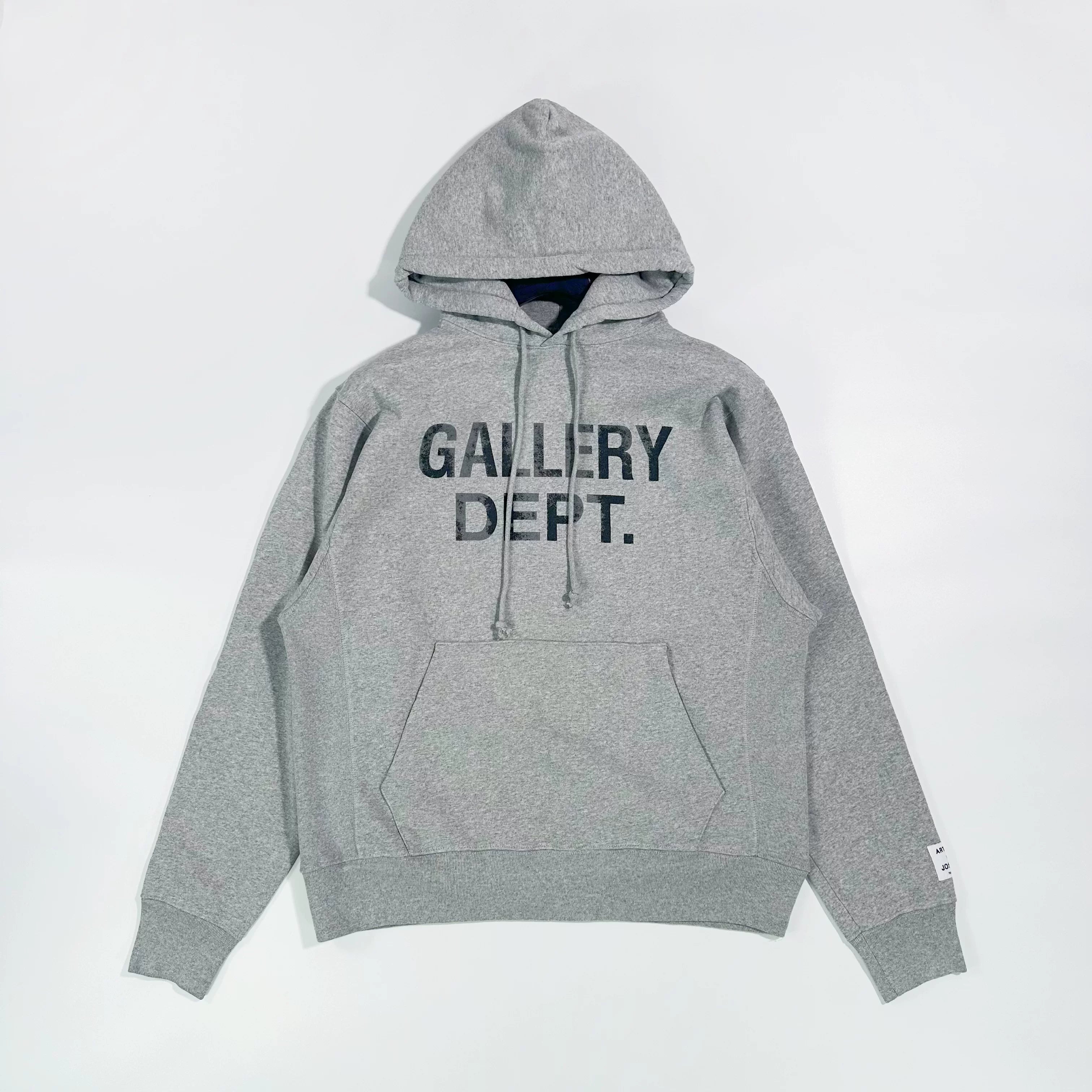 GALLERY DEPT CENTER灰色基础字母洗水做旧高街美式宽松卫衣帽衫