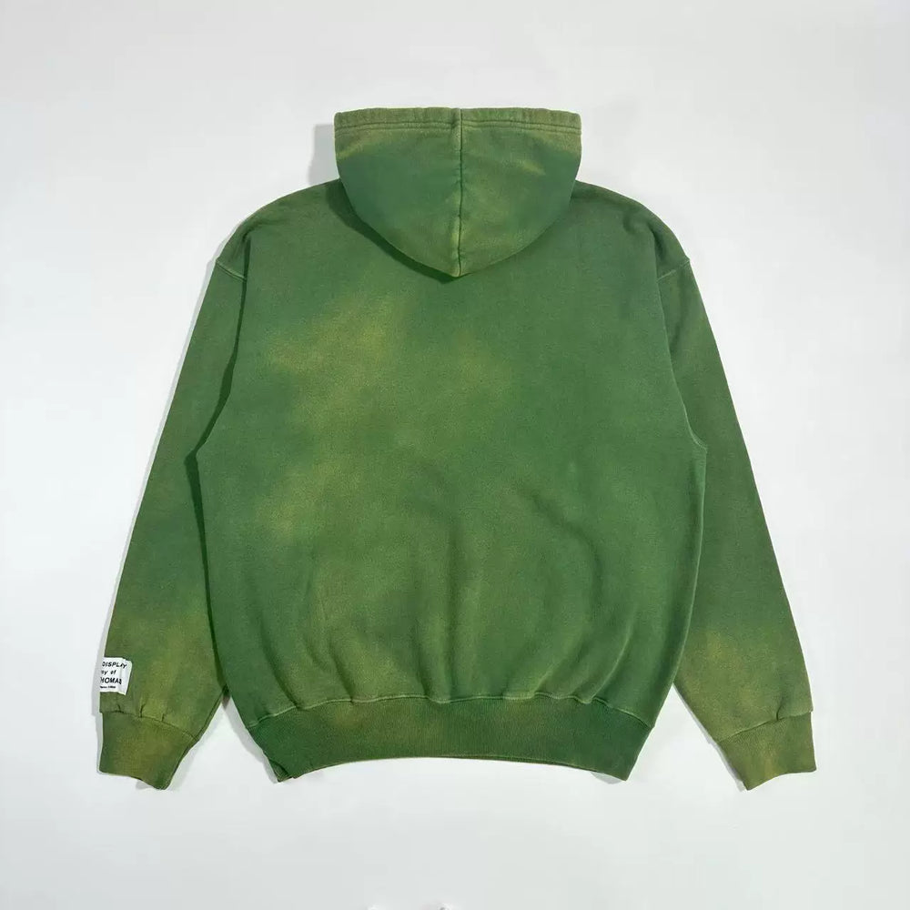 GALLERY DEPT Green Basic Letter Sun Washed Vintage American High Street Hoodie