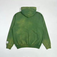 GALLERY DEPT Green Basic Letter Sun Washed Vintage American High Street Hoodie
