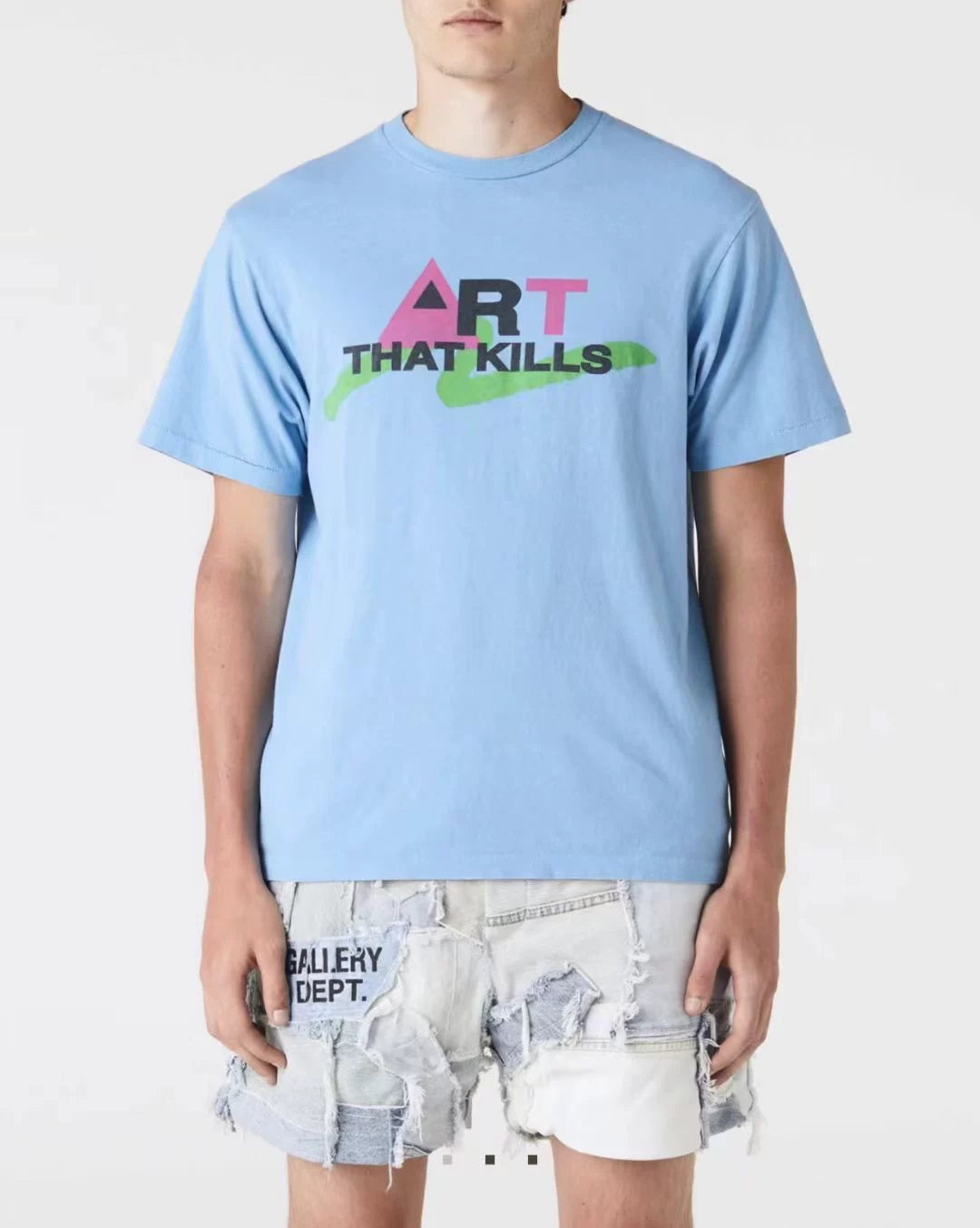GALLERY DEPT ART THAT KILLS Retro Round Neck Pure Cotton Short sleeved T-shirt Loose fit Youth Fashion Style