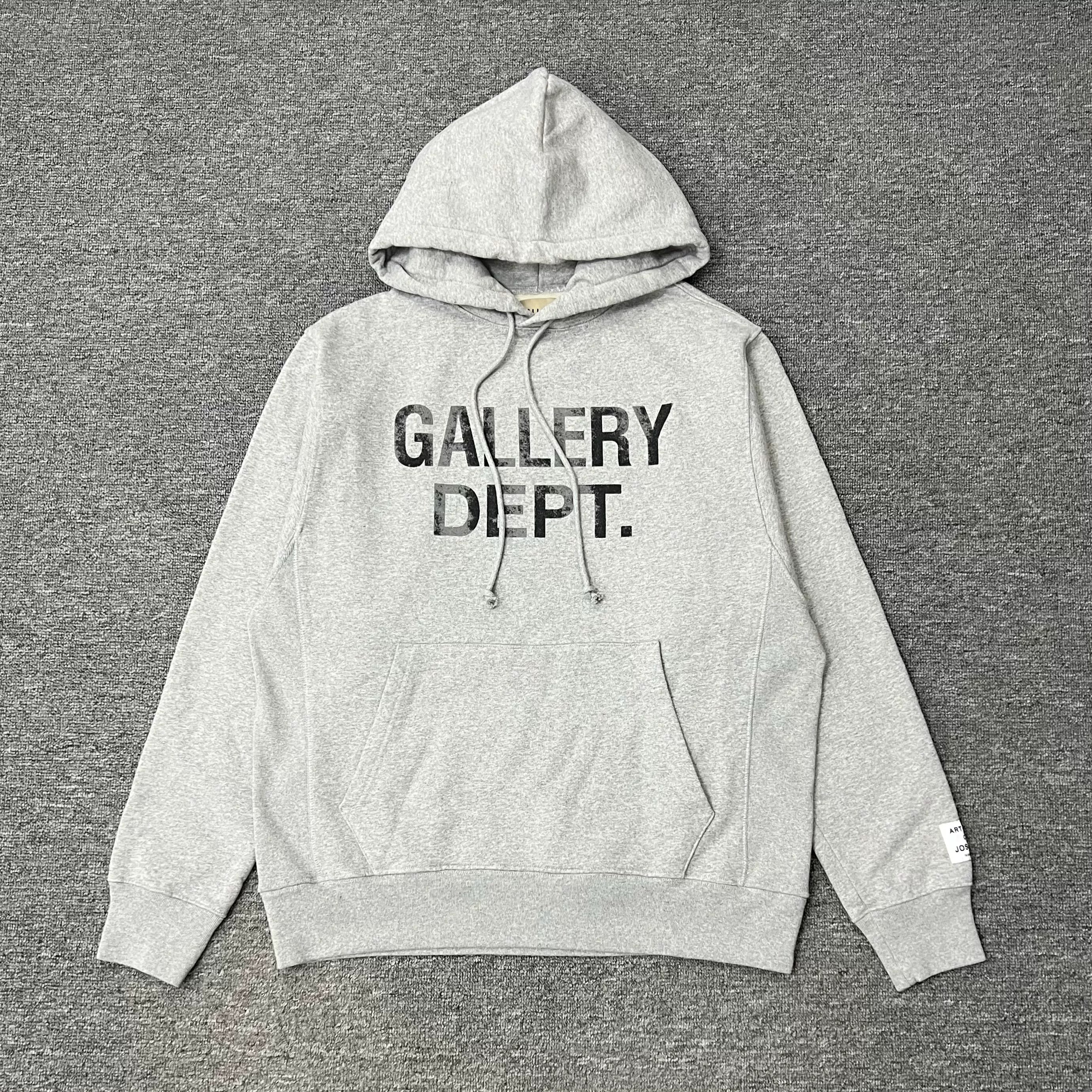 GALLERY DEPT.CENTER LOGO HOODIE Washed Letter Printed Loose Hoodie Sweatshirt for Men