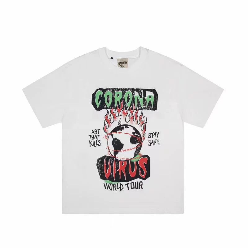GALLERY DEPT VINTAGE Retro Piercing Round Neck Cotton Short Sleeve T-shirt