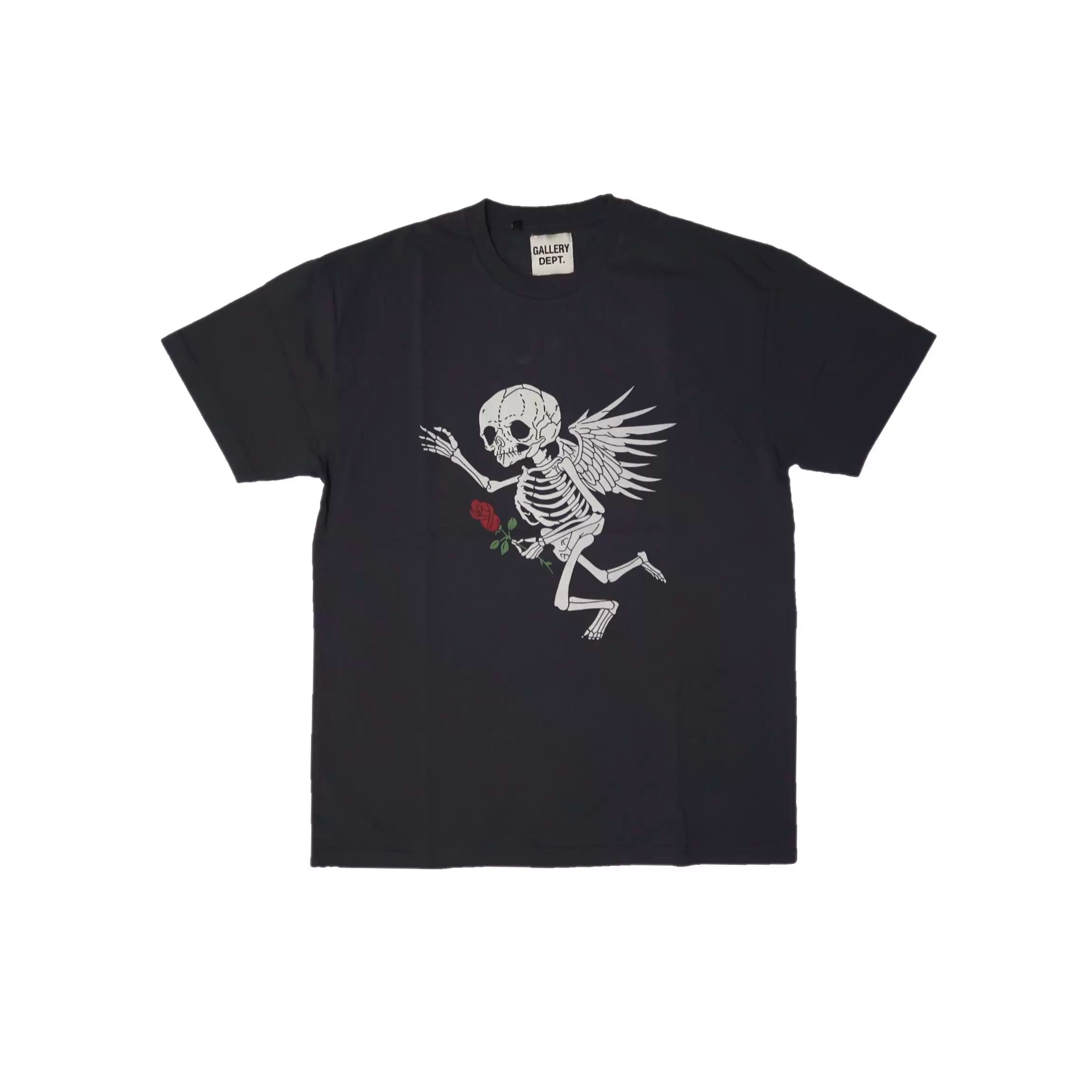 GALLERY DEPT Cherub Tee Retro Vintage Skull Rose Washed Short Sleeve T-shirt Trendy