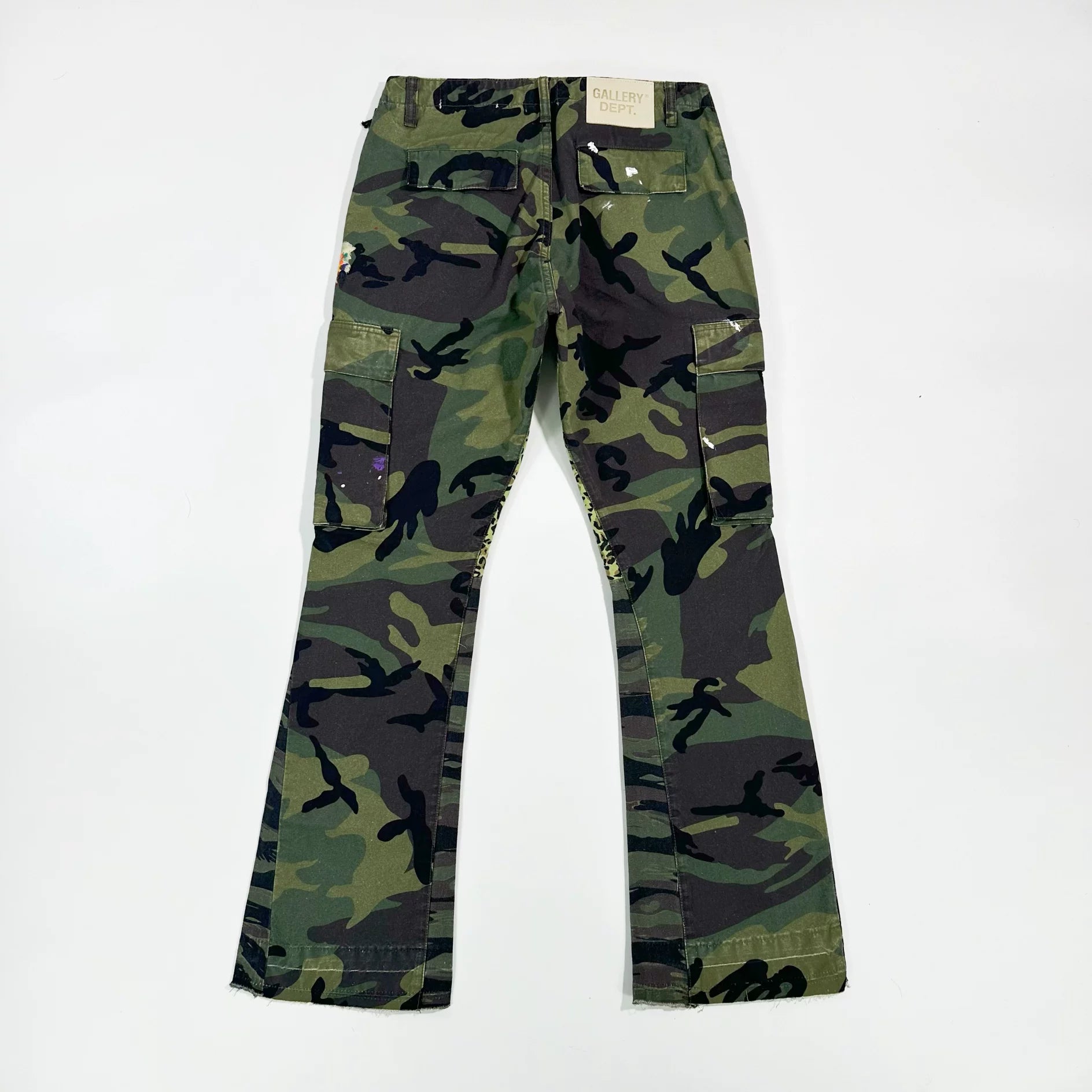 GALLERY DEPT LA GAMO FLARE camouflage leopard print ink-splashed stitching flared overalls