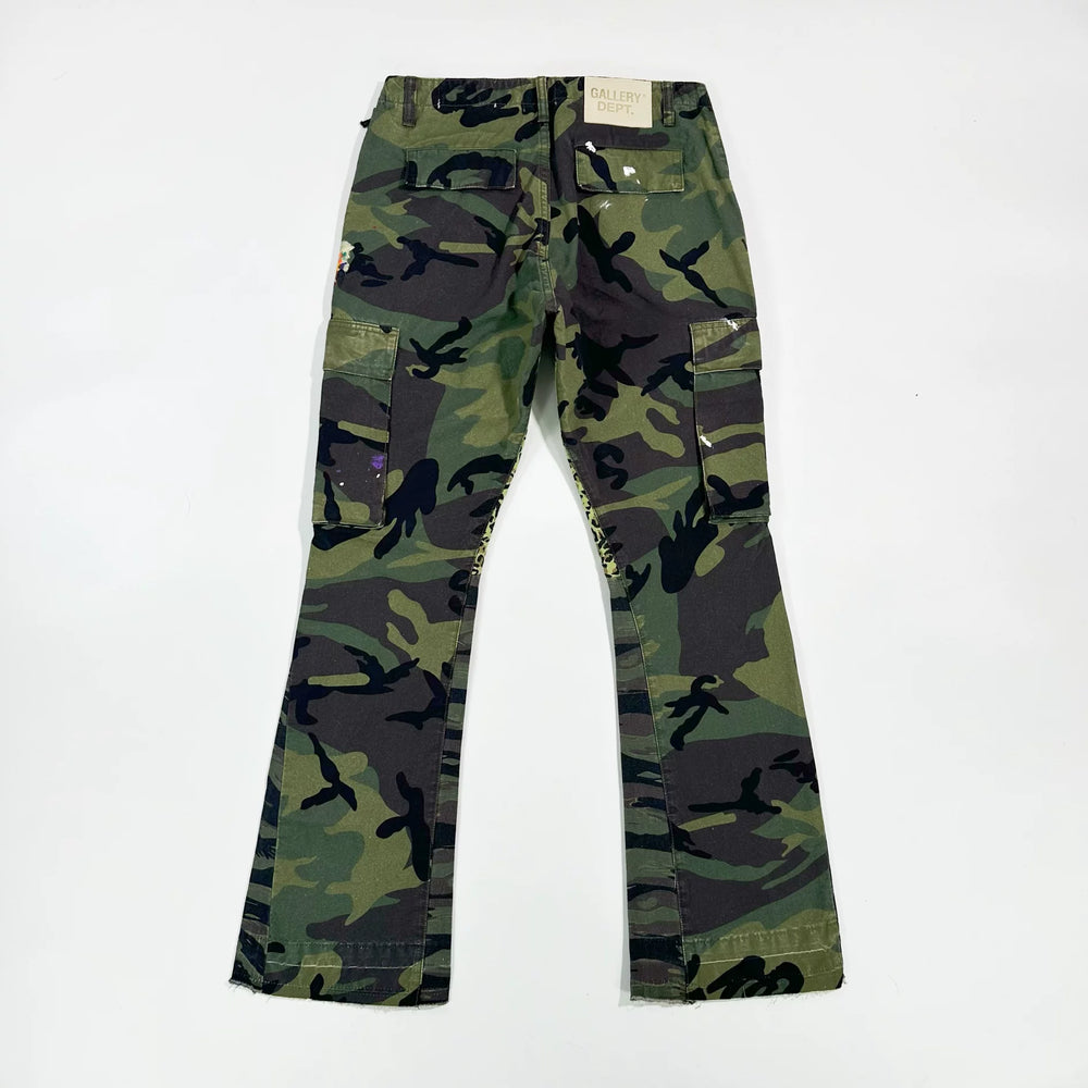 GALLERY DEPT LA GAMO FLARE camouflage leopard print ink-splashed stitching flared overalls