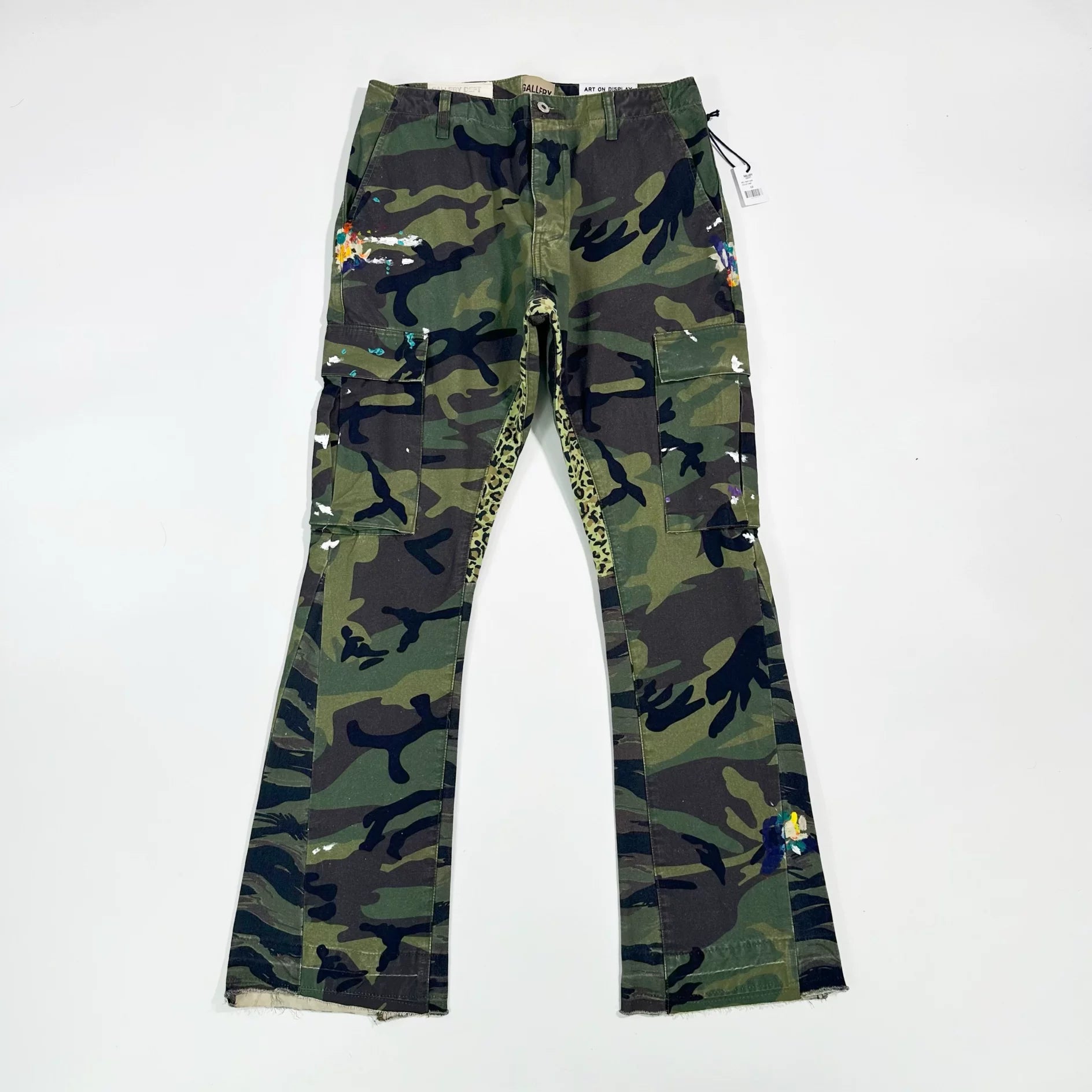 GALLERY DEPT LA GAMO FLARE camouflage leopard print ink-splashed stitching flared overalls