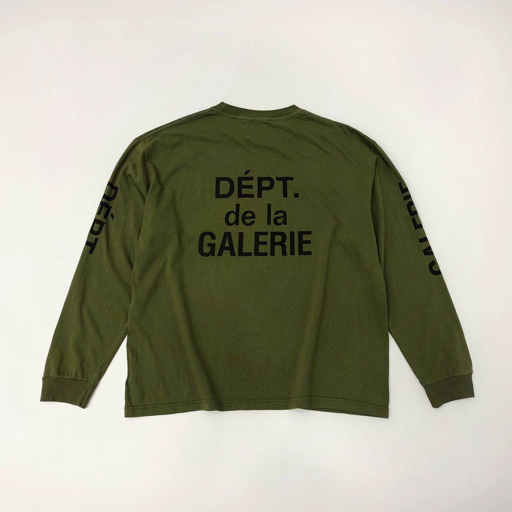 CDIAry independent GALLERY DEPT military green French basic letter American high street hoodie long sleeved TEE shirt