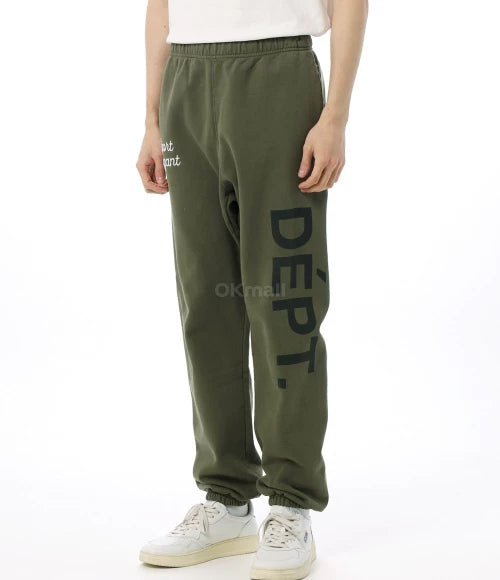 Gallery Dept. Team Dept Sweatpants Faded Olive Embroidered Letter Pants