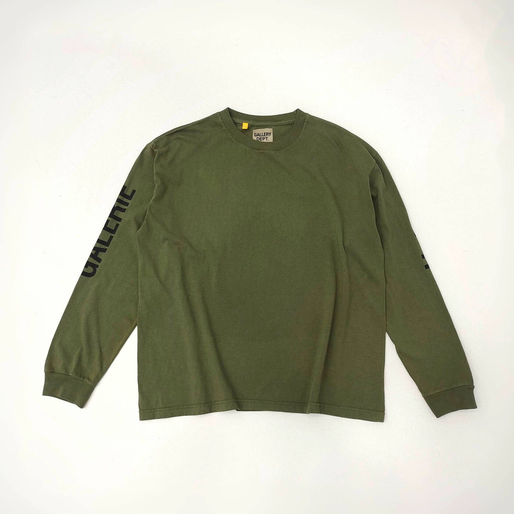 CDIAry independent GALLERY DEPT military green French basic letter American high street hoodie long sleeved TEE shirt