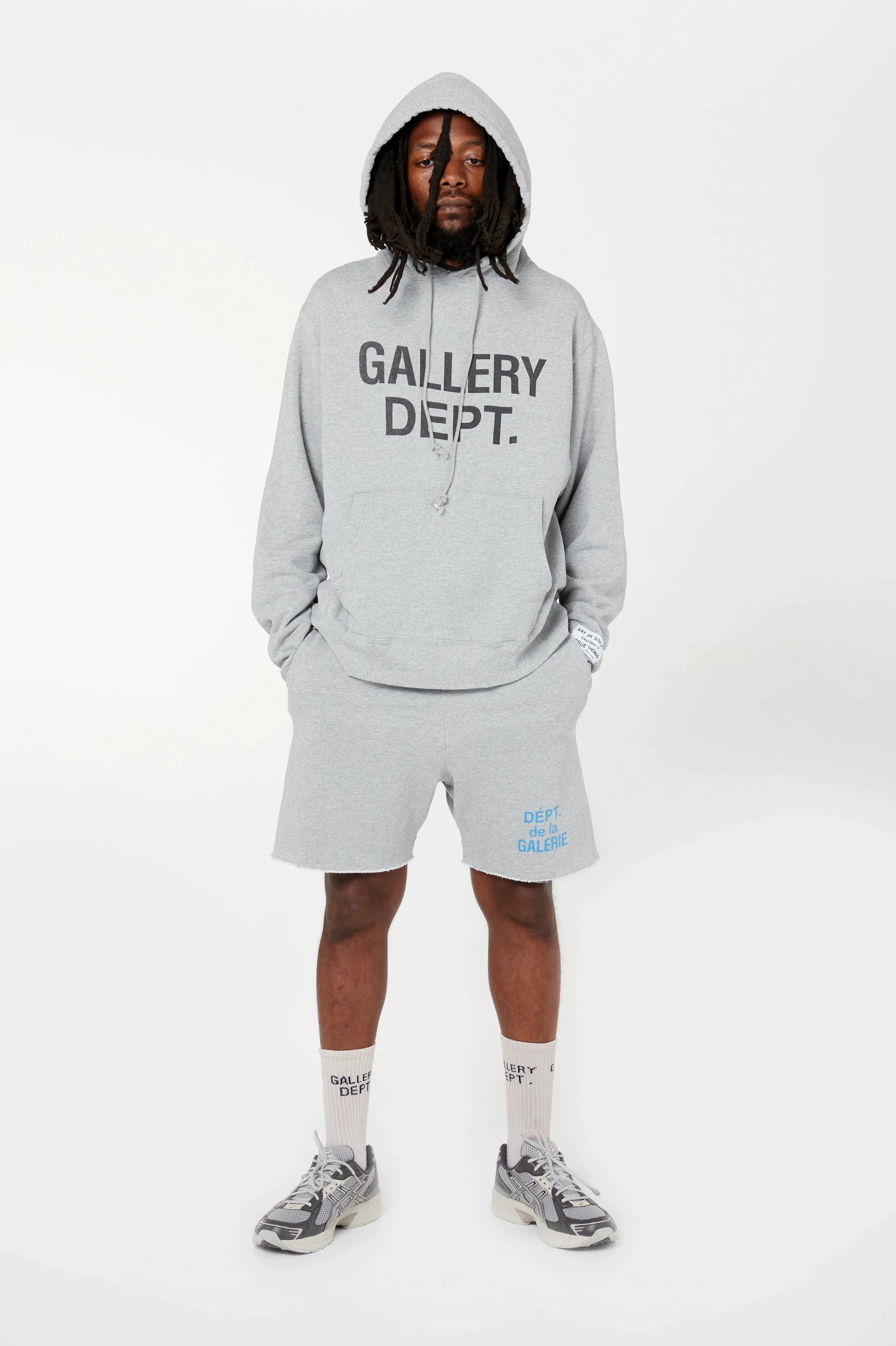 GALLERY DEPT.CENTER LOGO HOODIE Washed Letter Printed Loose Hoodie Sweatshirt for Men