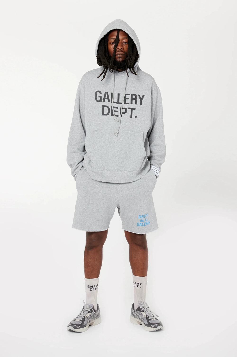 GALLERY DEPT.CENTER LOGO HOODIE Washed Letter Printed Loose Hoodie Sweatshirt for Men