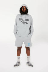 GALLERY DEPT.CENTER LOGO HOODIE Washed Letter Printed Loose Hoodie Sweatshirt for Men