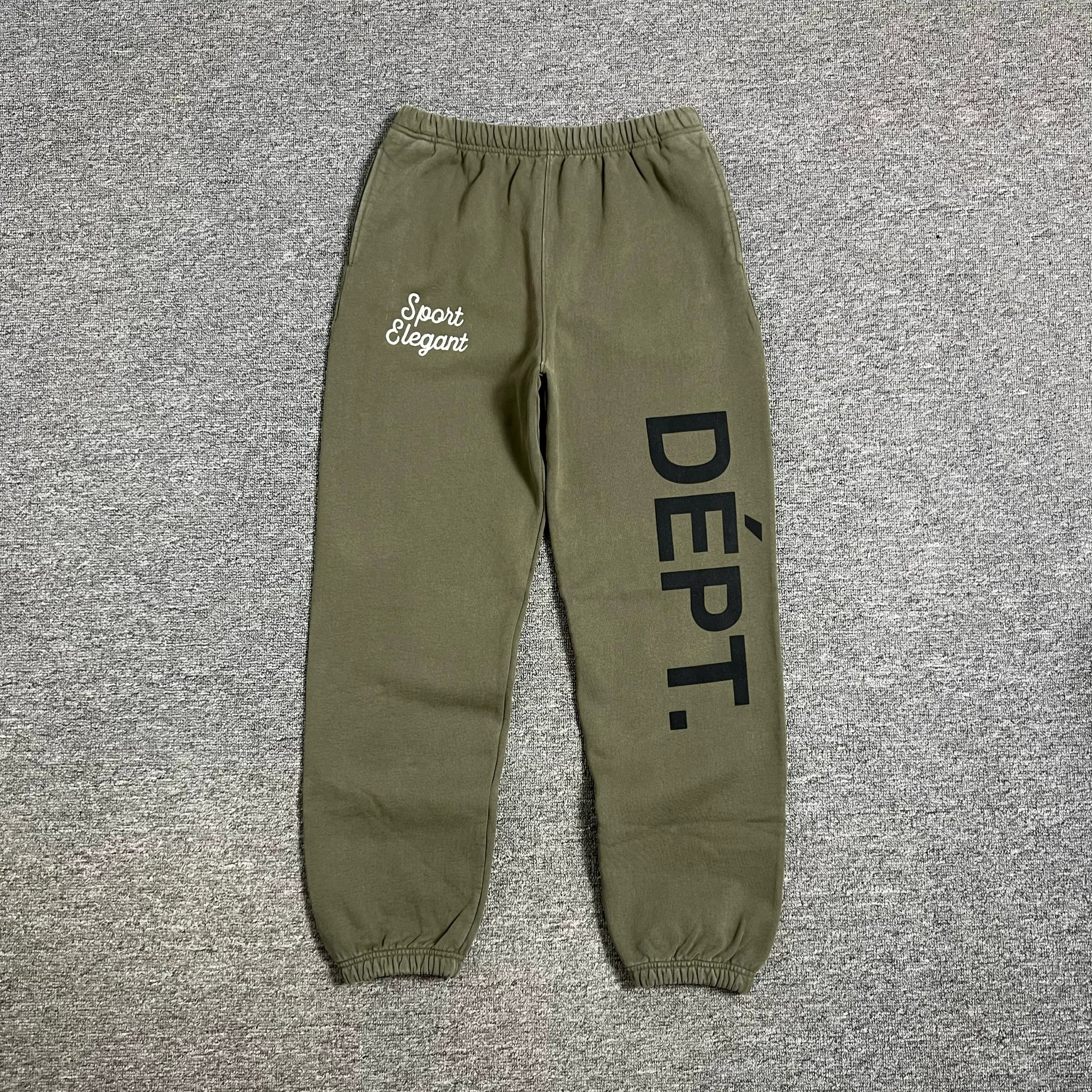 Gallery Dept. Team Dept Sweatpants Faded Olive Embroidered Letter Pants