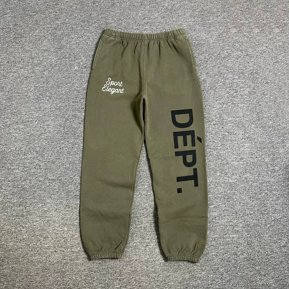 Gallery Dept. Team Dept Sweatpants Faded Olive Embroidered Letter Pants