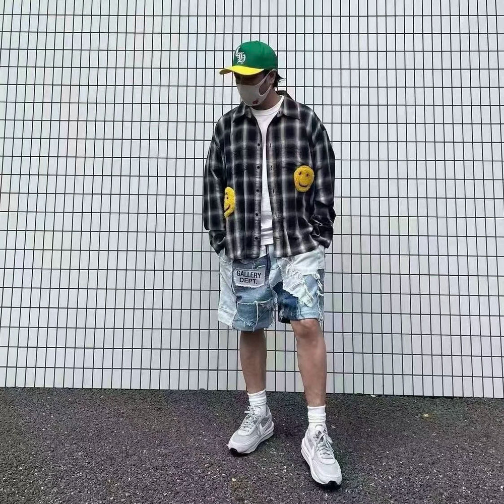 GALLERY DEPT.PATCHWORK ZUMA SHORTS Splicing Patch Heavy duty Cowboy Shorts