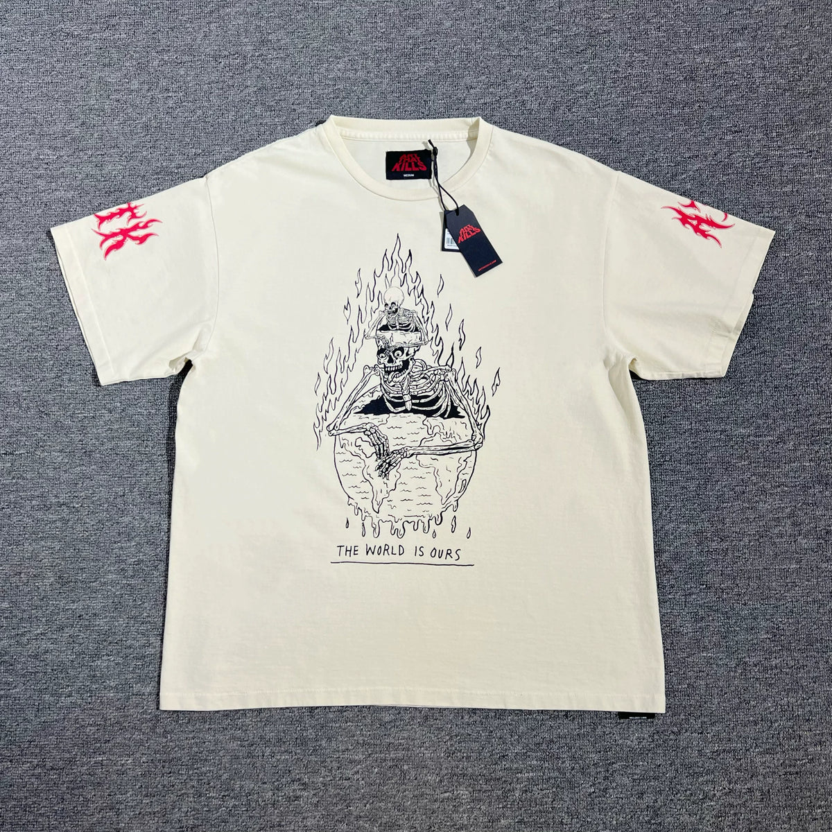 GALLERY DEPT. THE WORLD IS OURS TEE Skull Flame Printed High Street Short sleeved T-shirt