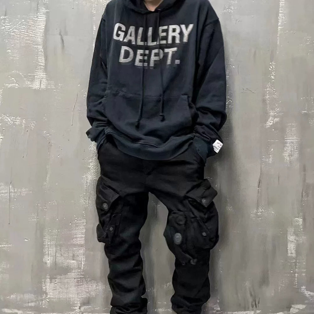 GALLERY DEPT Black Basic Letter Retro Washwater Vintage European and American Hip Hop Trendy Brand High Street Hoodie Hat