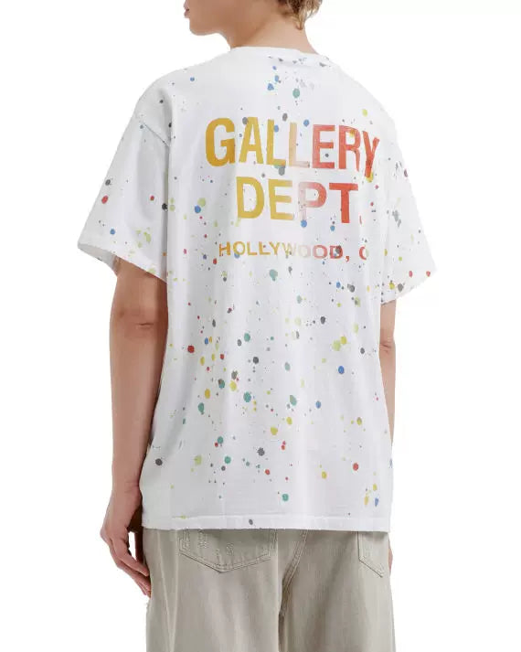 Gallery Dept. Le Pop Printed T-shirt in Cotton, hand-painted short sleeved with splashed ink