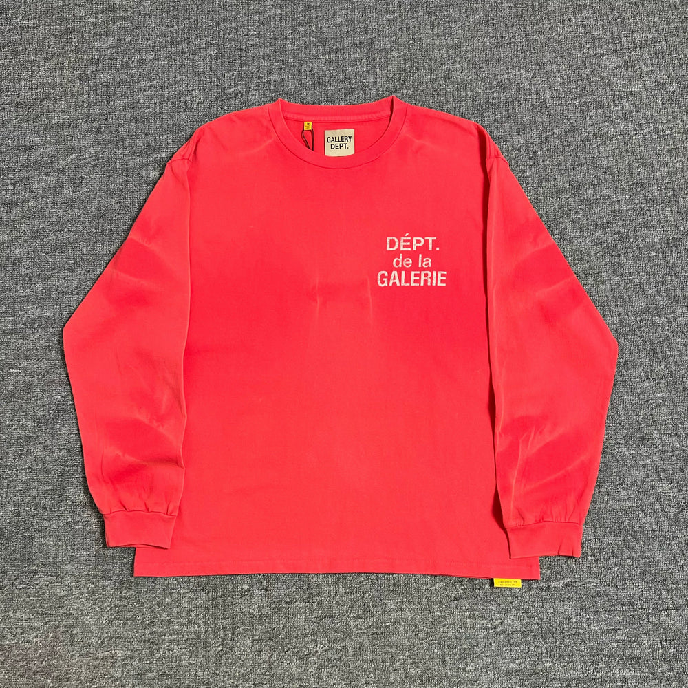 GALLERY DEPT.FRENCH L/S TEE water washed distressed loose round neck water ripple long sleeved T-shirt