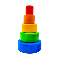**Pre-order (Ships in 2-3 Weeks)**5-Piece Stained Wooden Stacking & Nesting Bowl Set – Blue Sunset