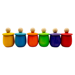 **Pre-order (Ships in 2-3 Weeks)**Set of 6 Stained Little Things Wooden Treasure Boxes – Primary Rainbow Colors