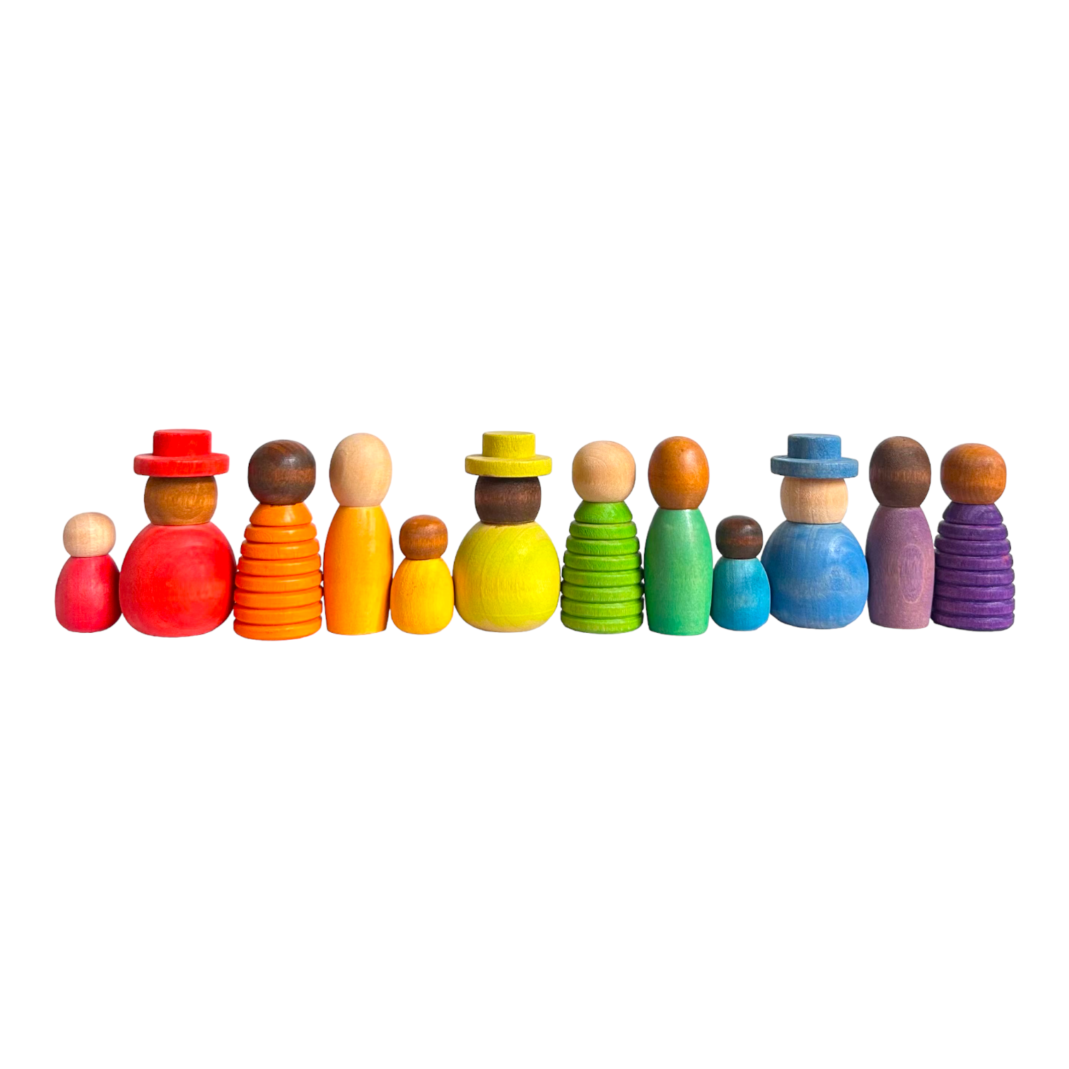 **Pre-order (Ships in 2-3 Weeks)**12 Pcs STAINED Wooden “Together” Peg Dolls Set
