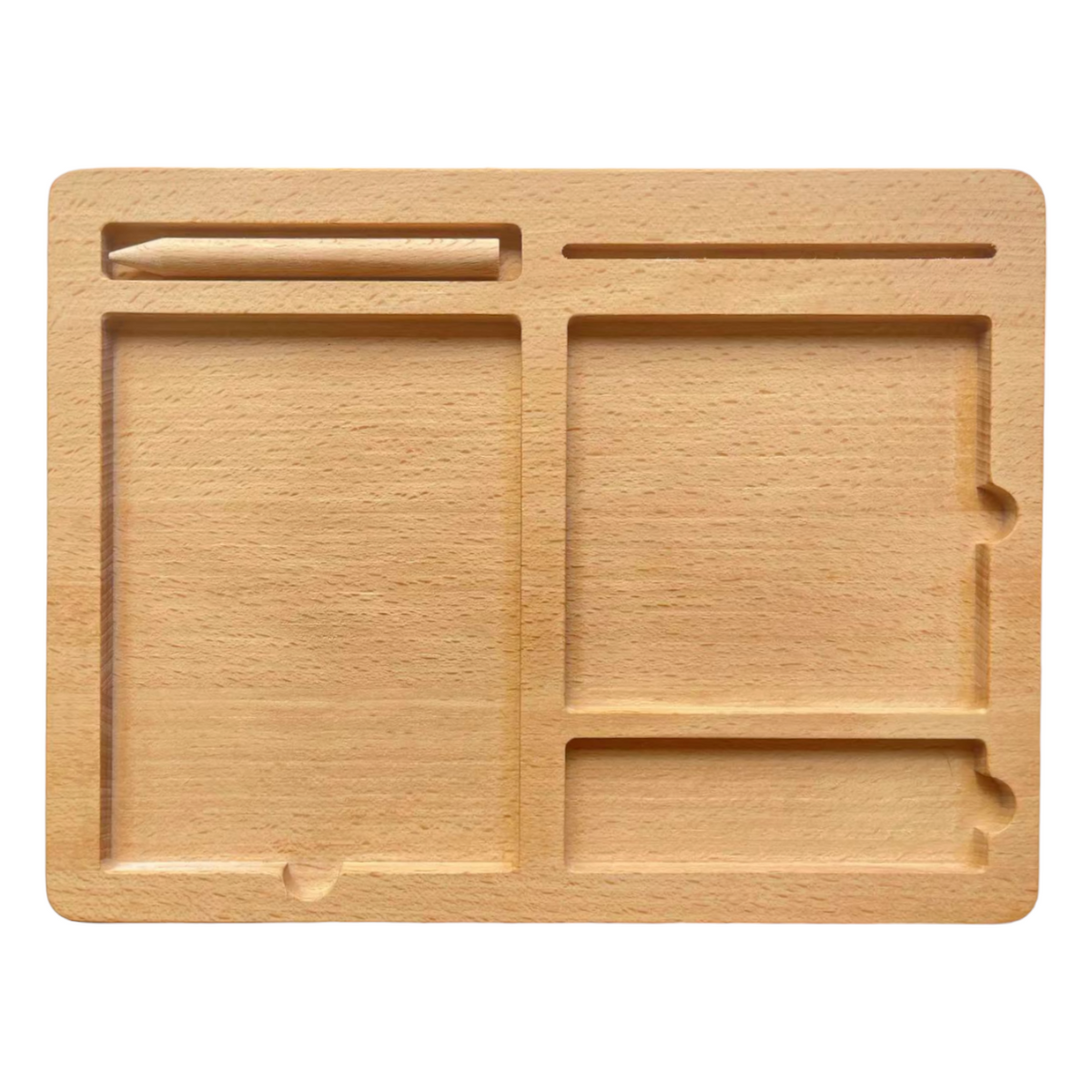 Wooden 3-Part Educational Activity & Sand Tray with Card Slot and Wooden Pe