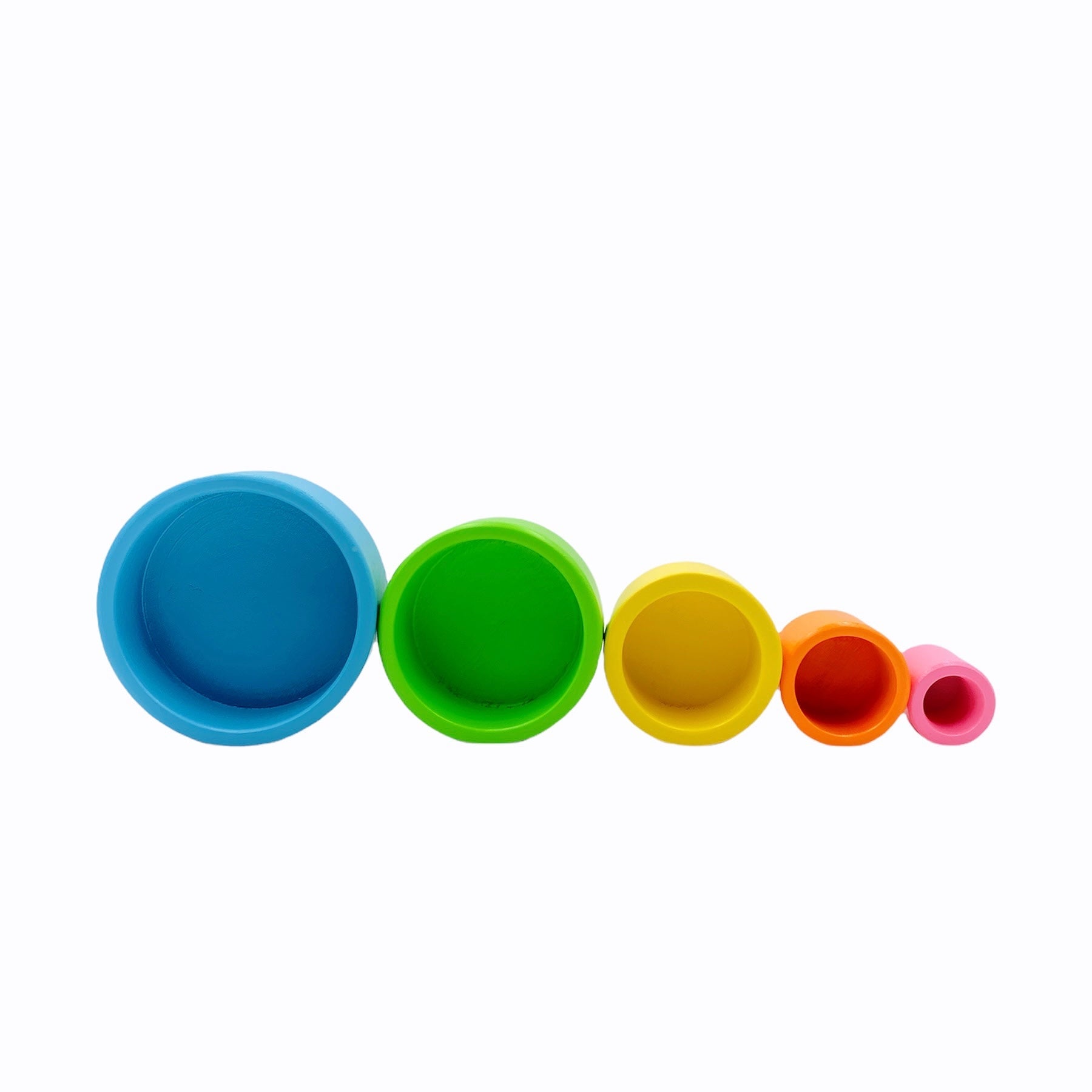 5 Pcs Wooden Stacking & Nesting Cup Bowl Set – Pastel / Macaron