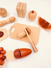 **Pre-order (Ships in 2-3 Weeks)**30 Pcs Wooden Fruits and Vegetables Cutting Playset