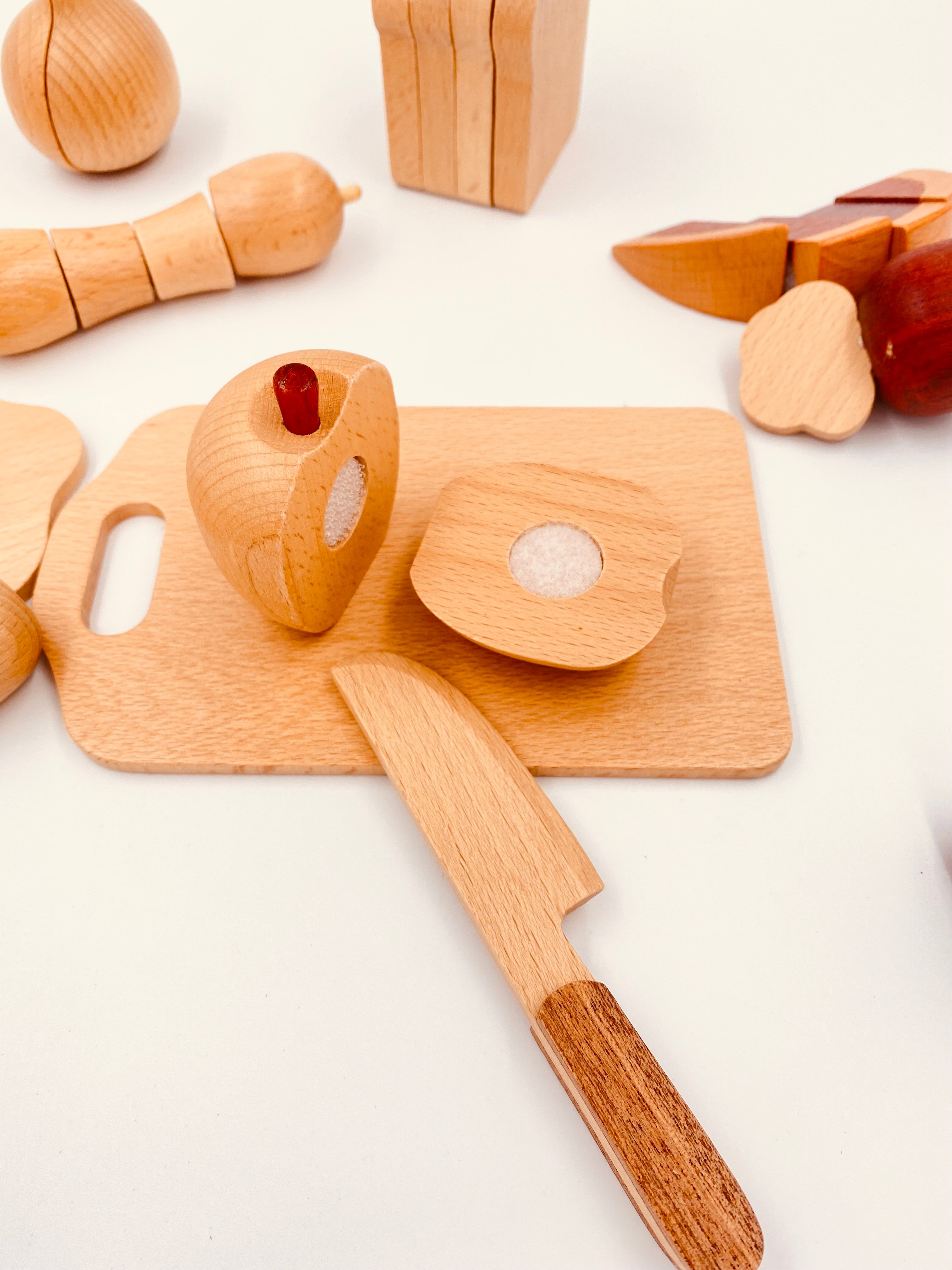 **Pre-order (Ships in 2-3 Weeks)**30 Pcs Wooden Fruits and Vegetables Cutting Playset