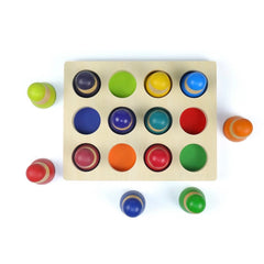 **Pre-order (Ships in 2-3 Weeks)**12-Piece Rainbow Peg Doll People with Sorting Tray – Primary Colors