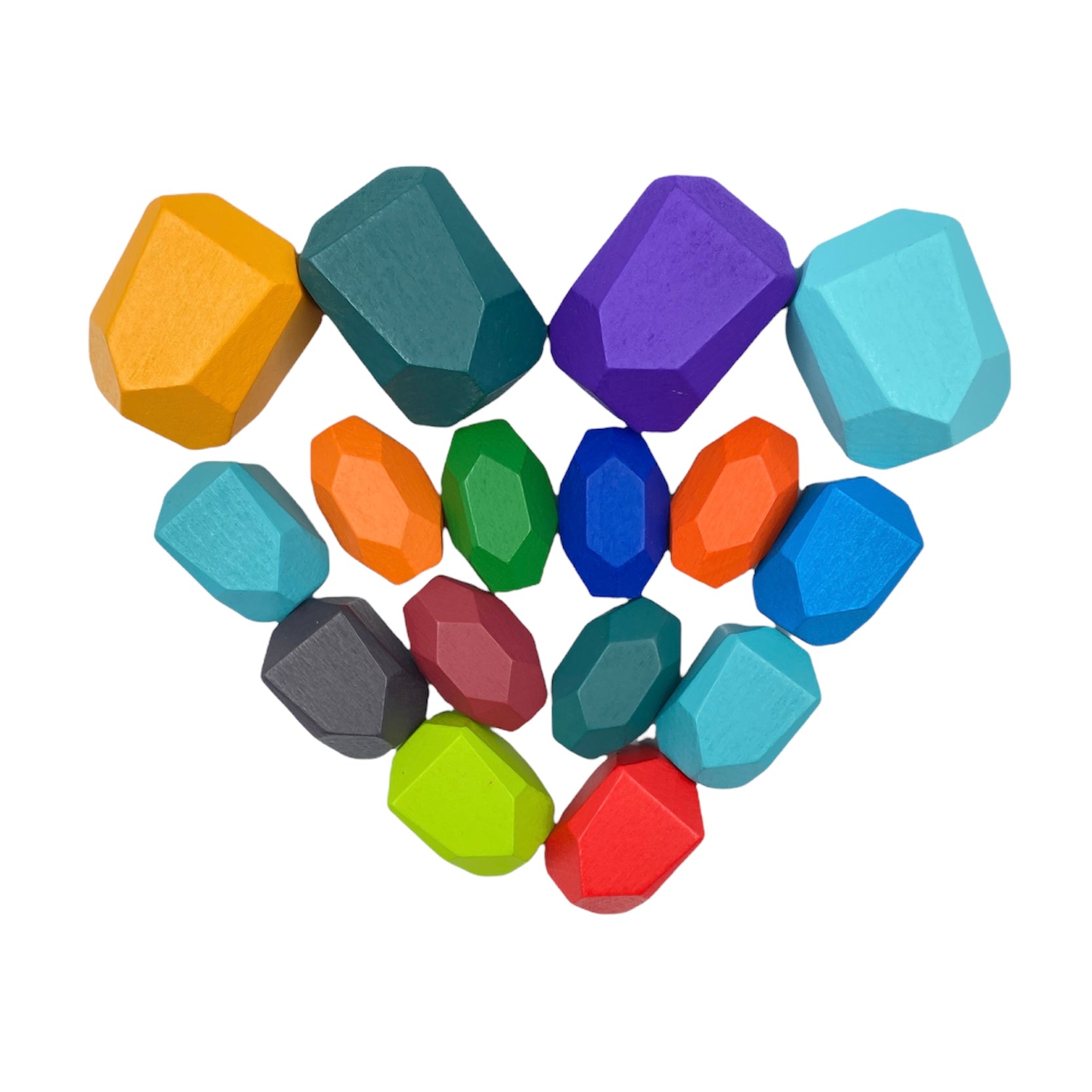 16-Piece Wooden Balancing Stones Stacking Blocks – Primary Colors