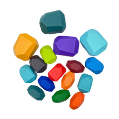 16-Piece Wooden Balancing Stones Stacking Blocks – Primary Colors
